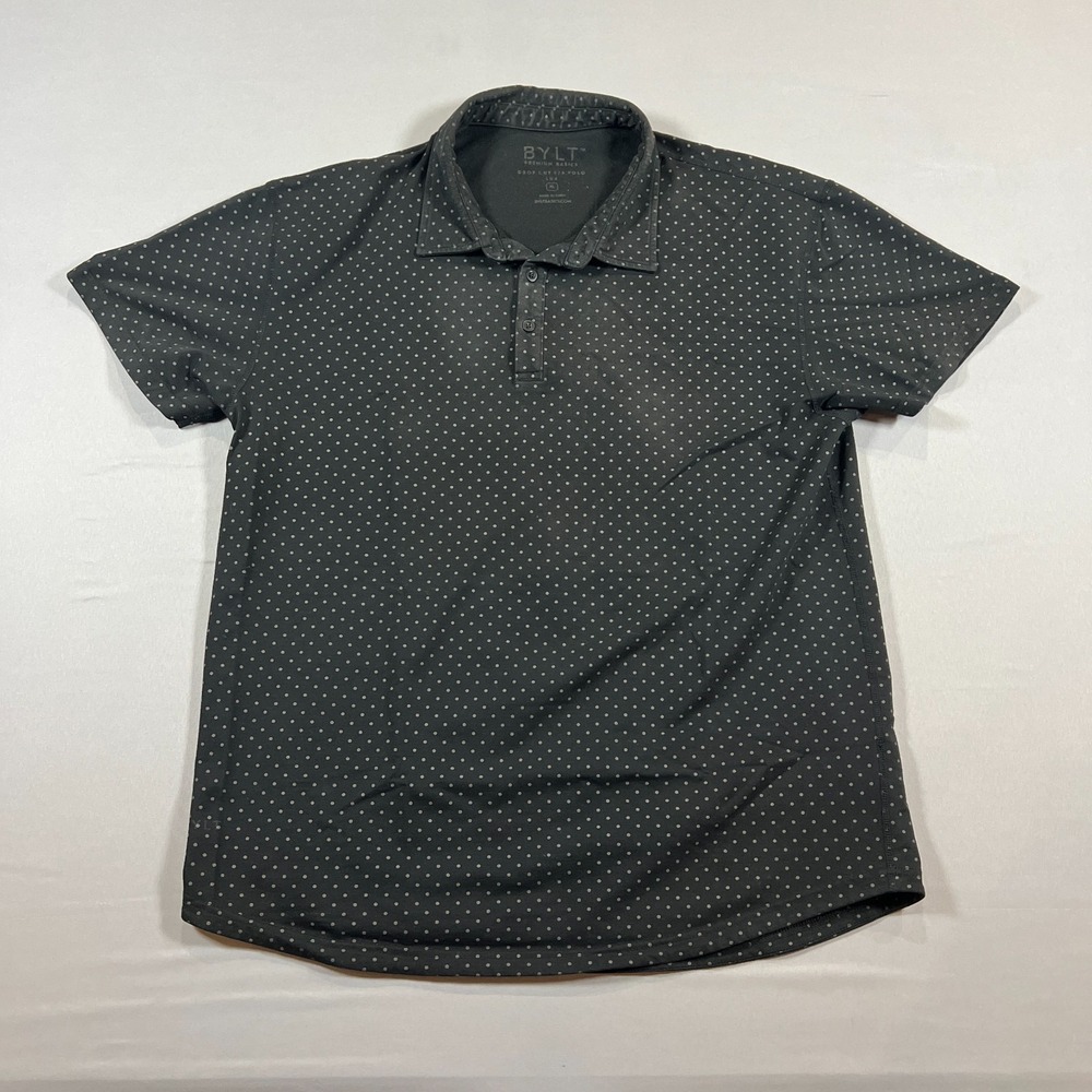 BYLT Premium Basics Polo Shirt Mens XL Black Polka Dots Stretch Performance Golf - Picture 1 of 8